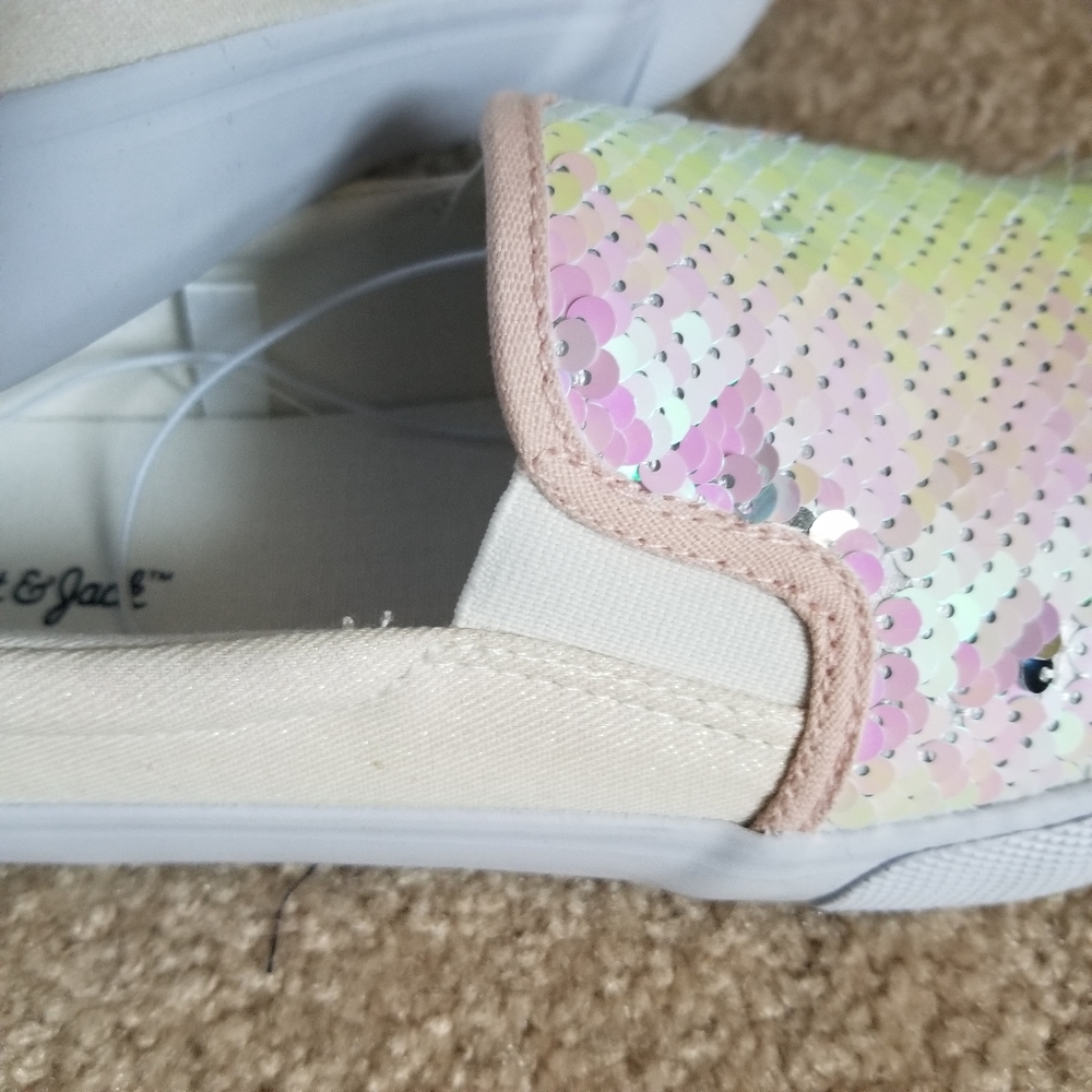 Iridescent silver flip sequin glitter canvas slip - Picture 5 of 12